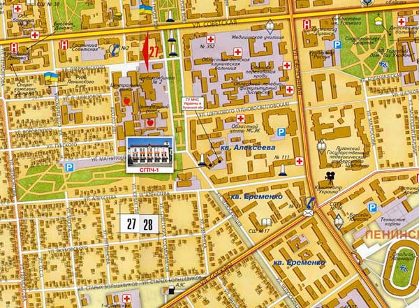 Расположение СГПЧ-1 на карте г.Луганска
