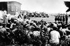 Выступление агитбригады СВПЧ-1 на уборочной перед работниками колхозов, 1960 год.